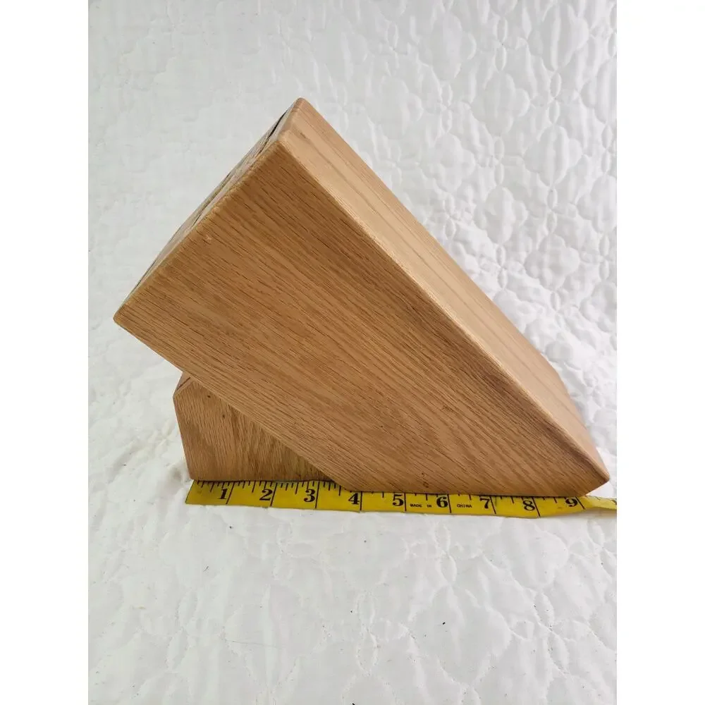 Cutco 13 Slot Solid Oak Knife Block 12 Knives 1 Sharpener Hole USA